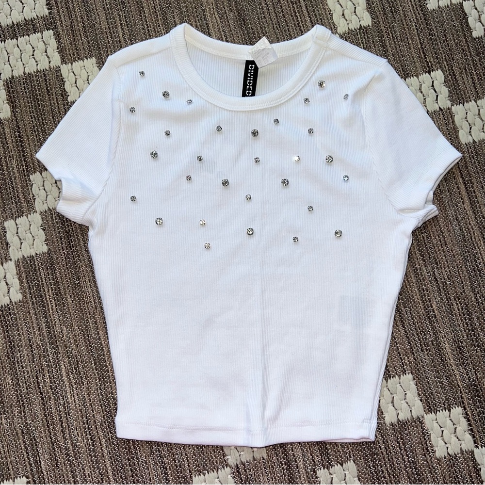 H&M NWT White Rhinestone Top